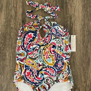 Anne Cole NEUTRAL Paisley-Print One-Piece Swimsuit, US Size 12